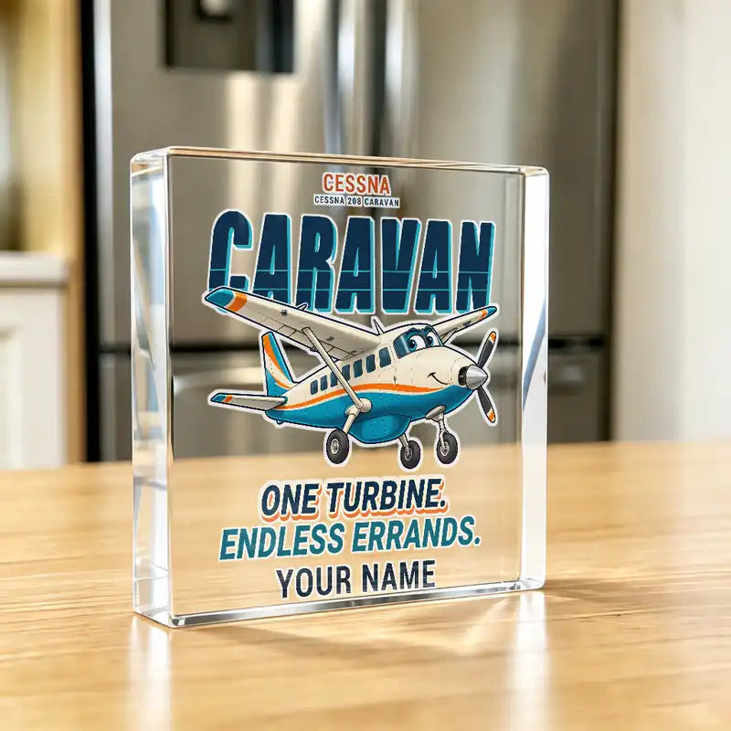 Cessna 208 Caravan - Crystal Ornament - Cartoon + Name - Kitchen
