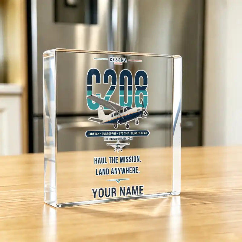 Cessna 208 Caravan - Crystal Ornament - Original + Name - Kitchen
