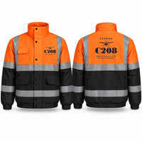 Thumbnail for Cessna 208 Caravan Reflective Winter Jackets - Heritage - Orange & Navy