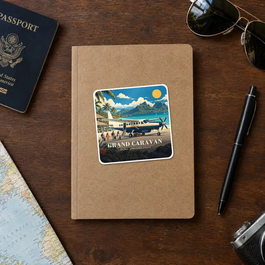 Cessna 208B Grand Caravan - 3D - Square Sticker - Notebook