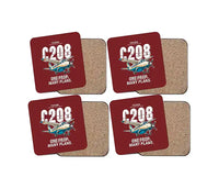 Thumbnail for Cessna 208B Grand Caravan - Cartoon - Coaster Set - Dark Red