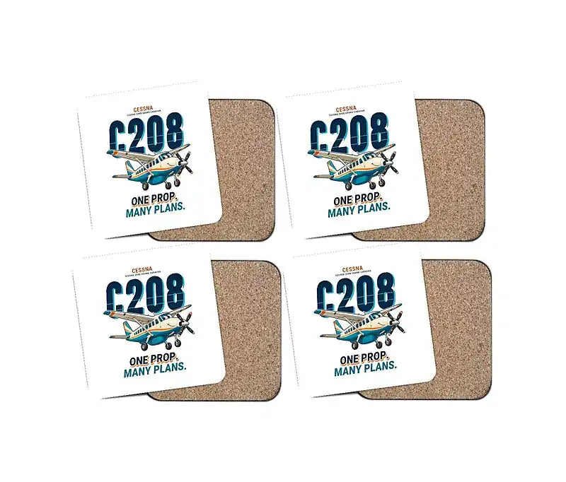 Cessna 208B Grand Caravan - Cartoon - Coaster Set - White