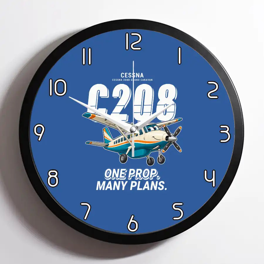 Cessna 208B Grand Caravan - Cartoon - Framed - Blue
