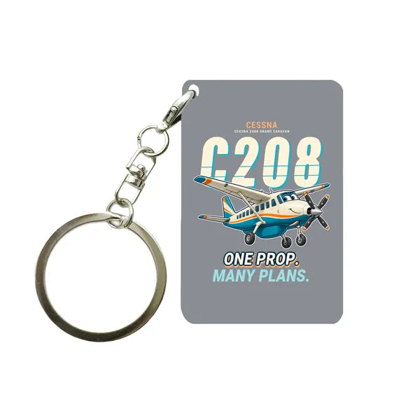 Cessna 208B Grand Caravan - Cartoon - Key Chain - Gray
