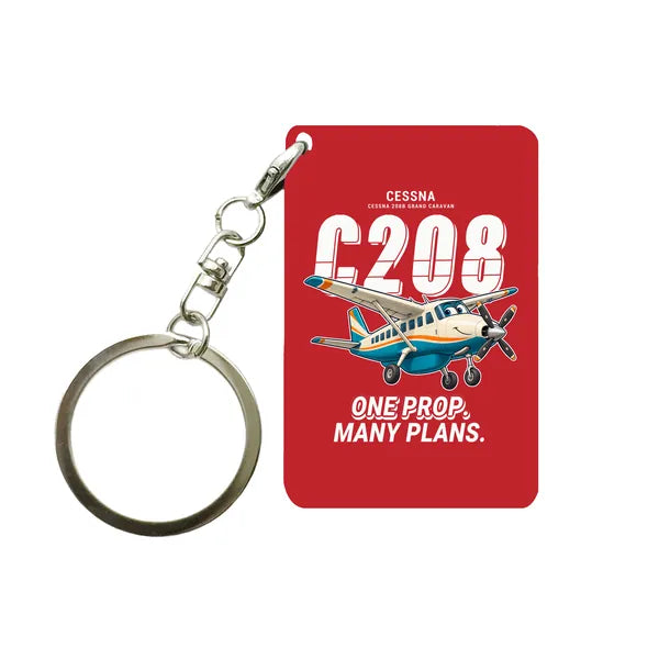 Cessna 208B Grand Caravan - Cartoon - Key Chain - Red
