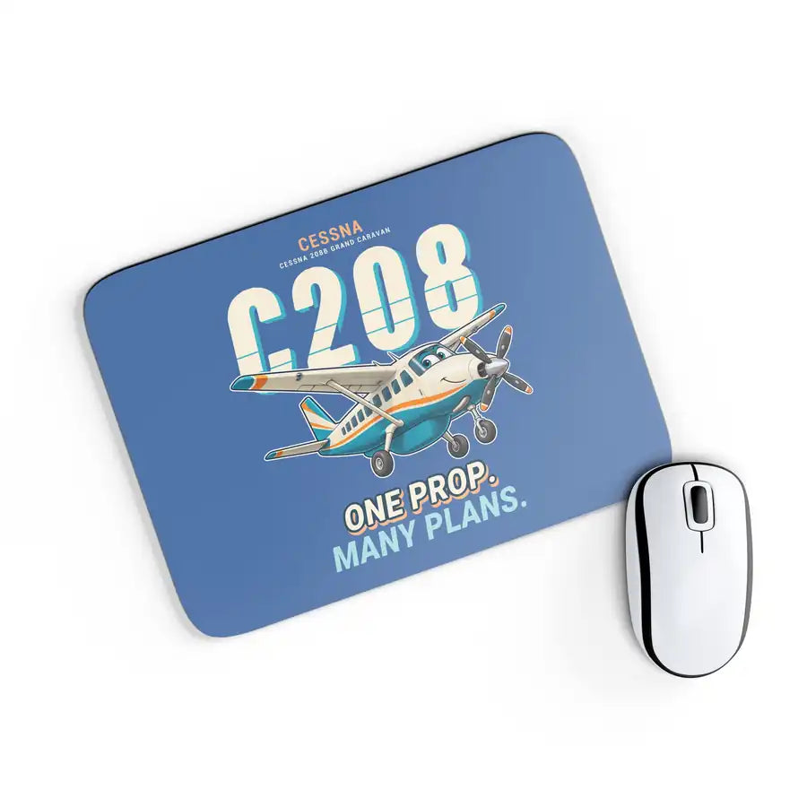 Cessna 208B Grand Caravan - Cartoon - Mouse Pad - Blue