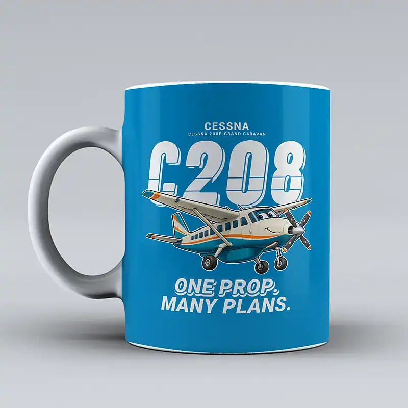 Cessna 208B Grand Caravan - Cartoon - Mug - Turquoise