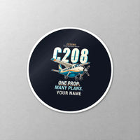 Thumbnail for Cessna 208B Grand Caravan - Cartoon + Name - Circle Sticker - Close-up