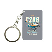 Thumbnail for Cessna 208B Grand Caravan - Cartoon + Name - Key Chain - Gray