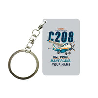 Thumbnail for Cessna 208B Grand Caravan - Cartoon + Name - Key Chain - Light Gray