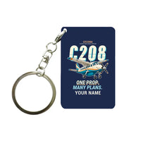 Thumbnail for Cessna 208B Grand Caravan - Cartoon + Name - Key Chain - Navy Blue
