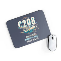 Thumbnail for Cessna 208B Grand Caravan - Cartoon + Name - Mouse Pad - Navy Blue