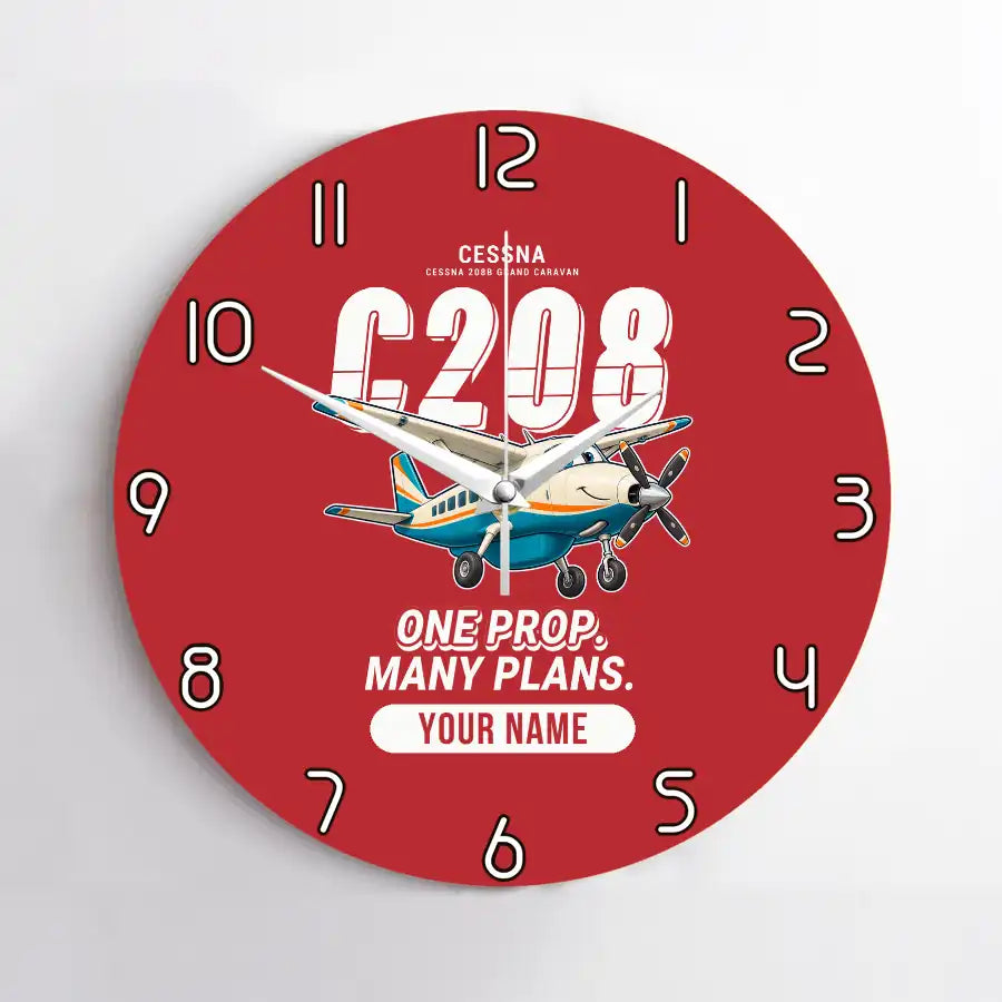 Cessna 208B Grand Caravan - Cartoon + Name - No Frame - Red
