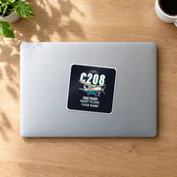 Thumbnail for Cessna 208B Grand Caravan - Cartoon + Name - Square Sticker - MacBook