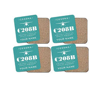 Thumbnail for Cessna 208B Grand Caravan - Heritage + Name - Coaster Set - Turquoise