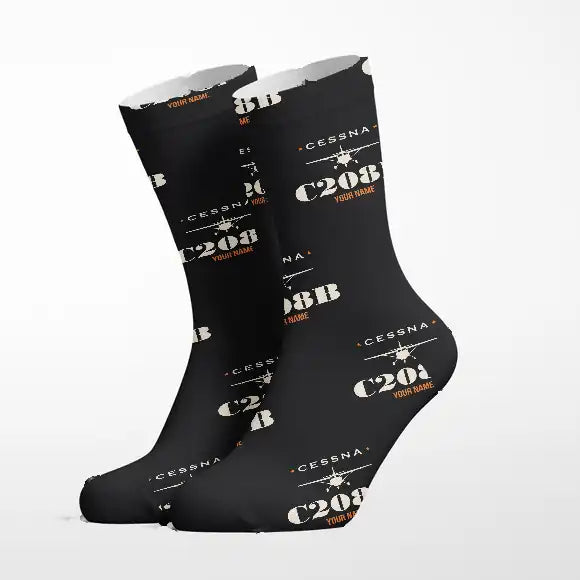 Cessna 208B Grand Caravan - Heritage + Name - Socks - Black