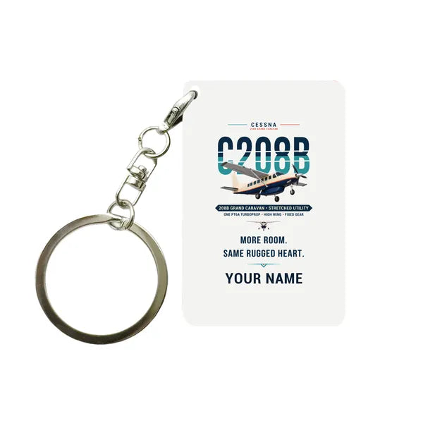 Cessna 208B Grand Caravan - Original + Name - Key Chain - White
