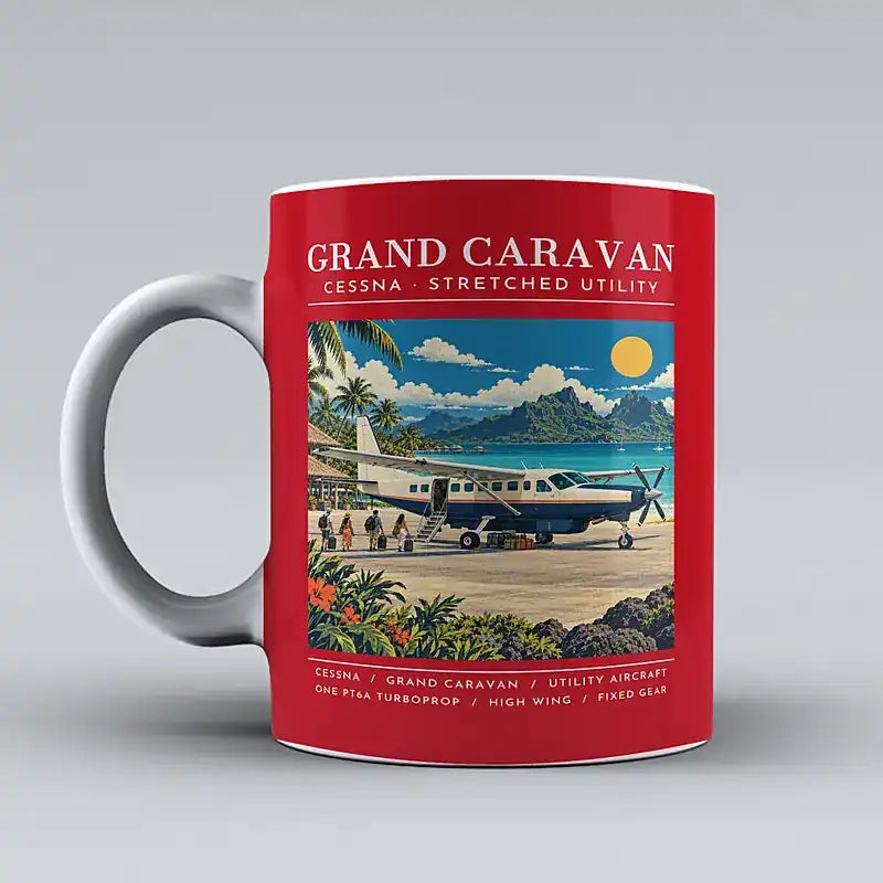 Cessna 208B Grand Caravan - Poster - Mug - Red