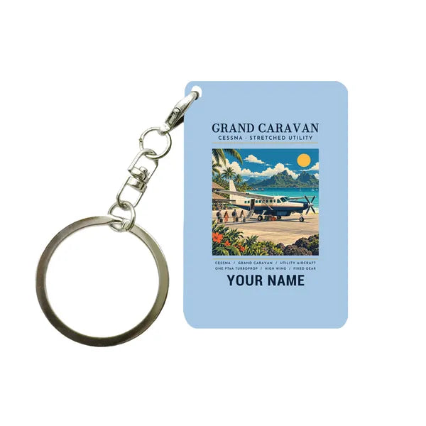 Cessna 208B Grand Caravan - Poster + Name - Key Chain - Light Blue