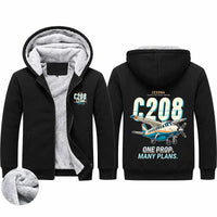 Thumbnail for Cessna 208B Grand Caravan Zipped Sweatshirts - Cartoon - Black