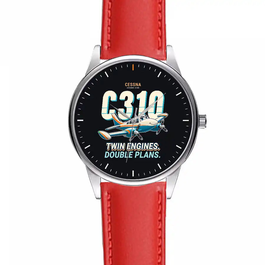 Cessna 310R - Cartoon - Leather Strap - Red Leather Strap