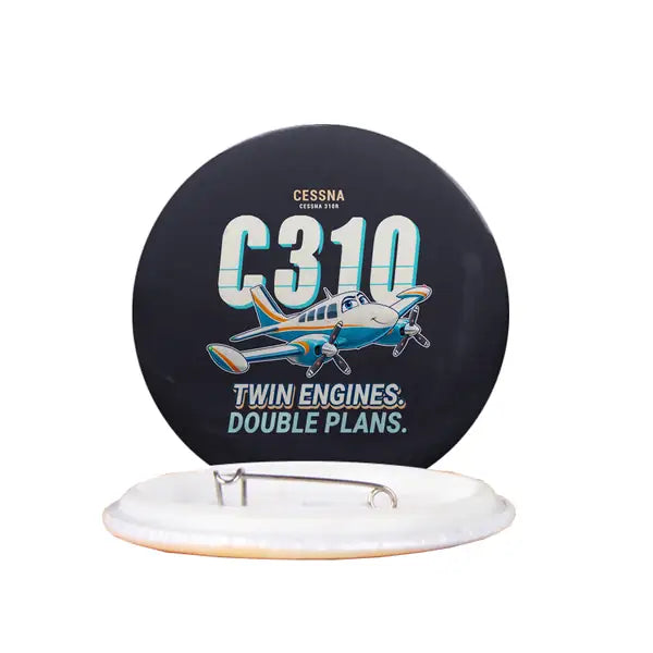 Cessna 310R - Cartoon - Pin - Black