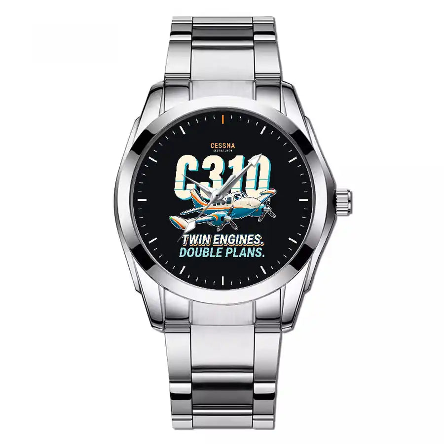 Cessna 310R - Cartoon - Stainless Steel Band - For Men