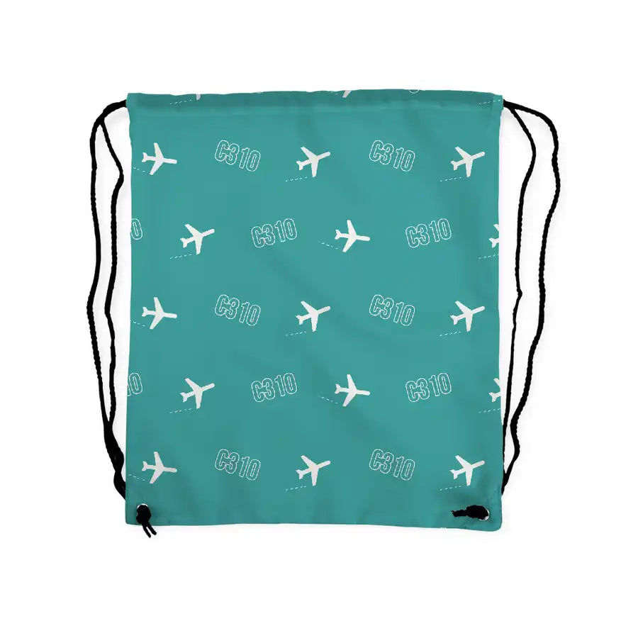 Cessna 310R - Drawstring Bag - 3D Pattern - Turquoise