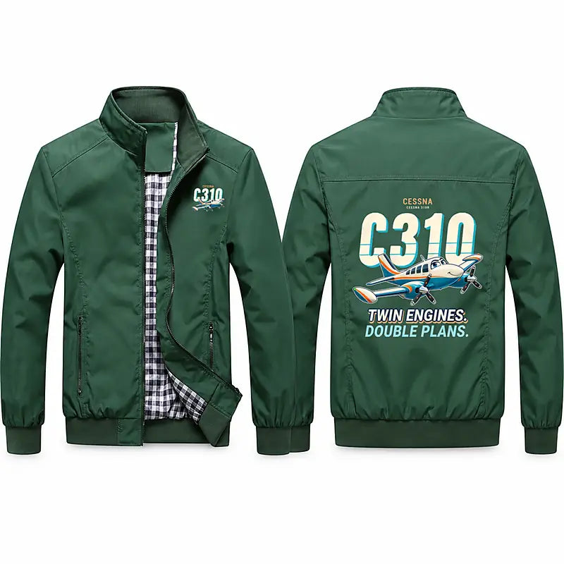 Cessna 310R Stylish Jackets - Stand Collar - Cartoon - Green