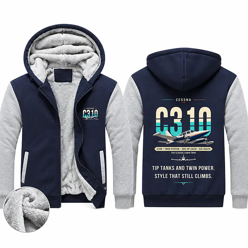 Cessna 310R Zipped Sweatshirts - Original - Navy & Gray