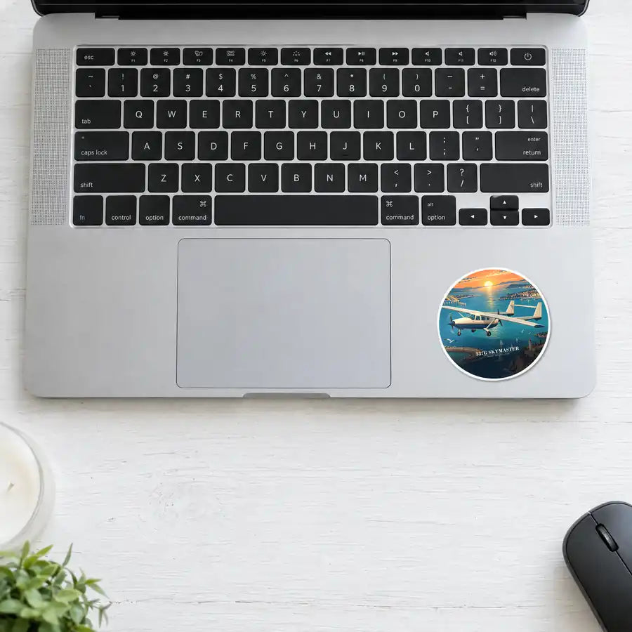 Cessna 337G Skymaster - 3D - Circle Sticker - Laptop