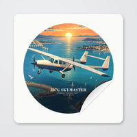 Thumbnail for Cessna 337G Skymaster - 3D + Name - Circle Sticker - Peel