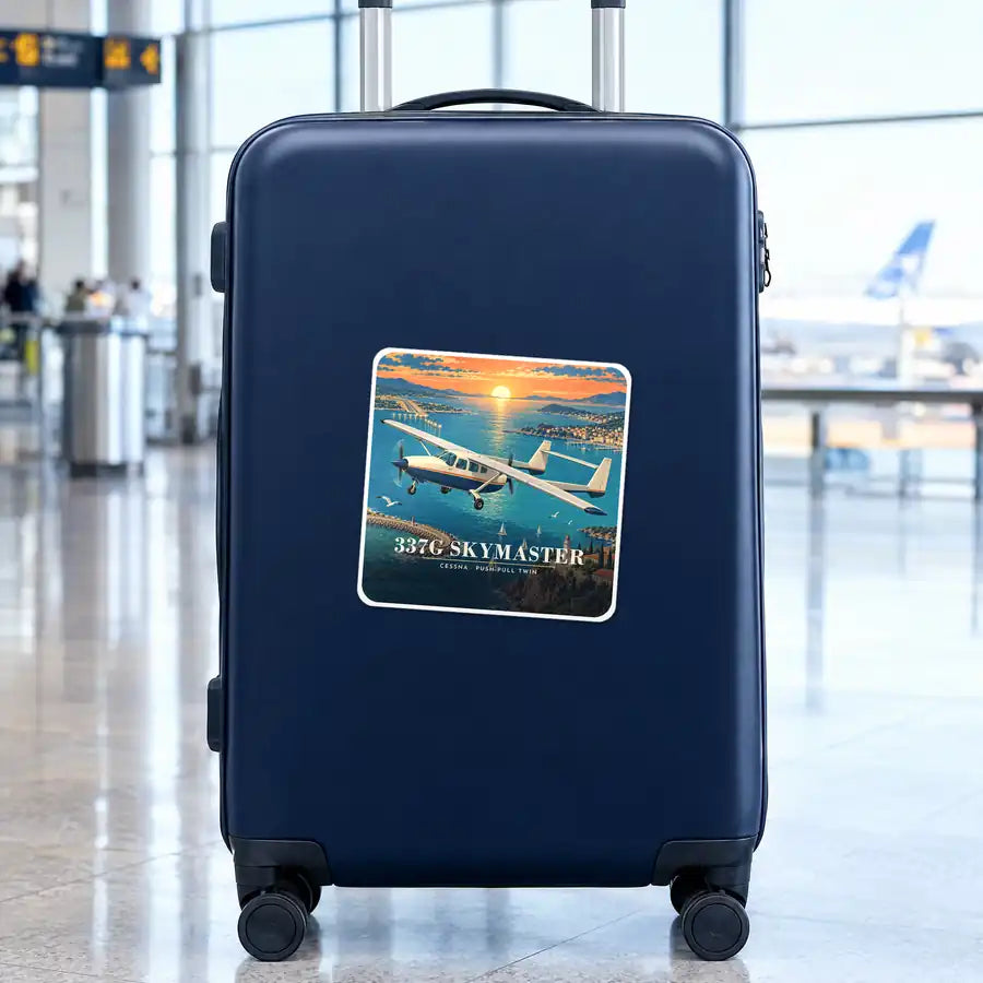 Cessna 337G Skymaster - 3D - Square Sticker - Suitcase