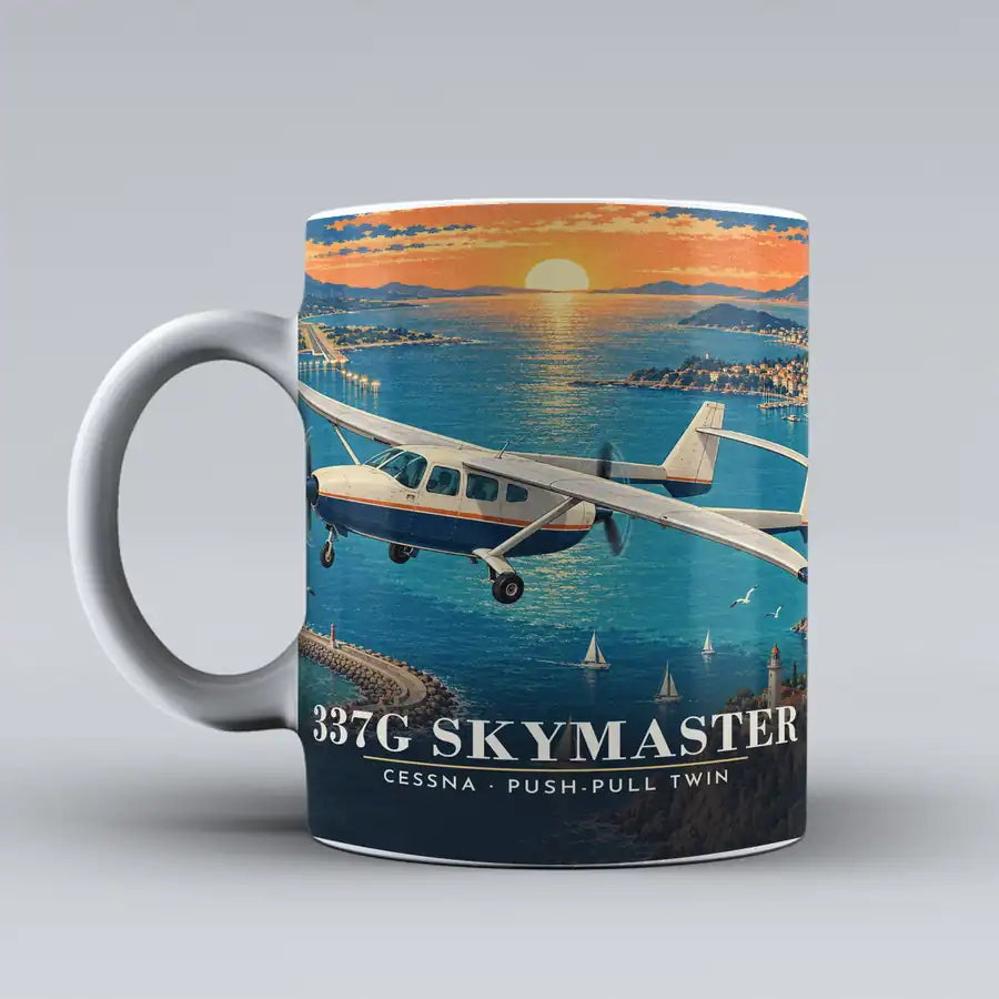 Cessna 337G Skymaster - 3D + Title - Mug - White