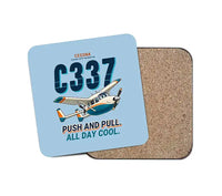 Thumbnail for Cessna 337G Skymaster - Cartoon - Coaster - Light Blue