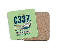 Thumbnail for Cessna 337G Skymaster - Cartoon - Coaster - Light Green