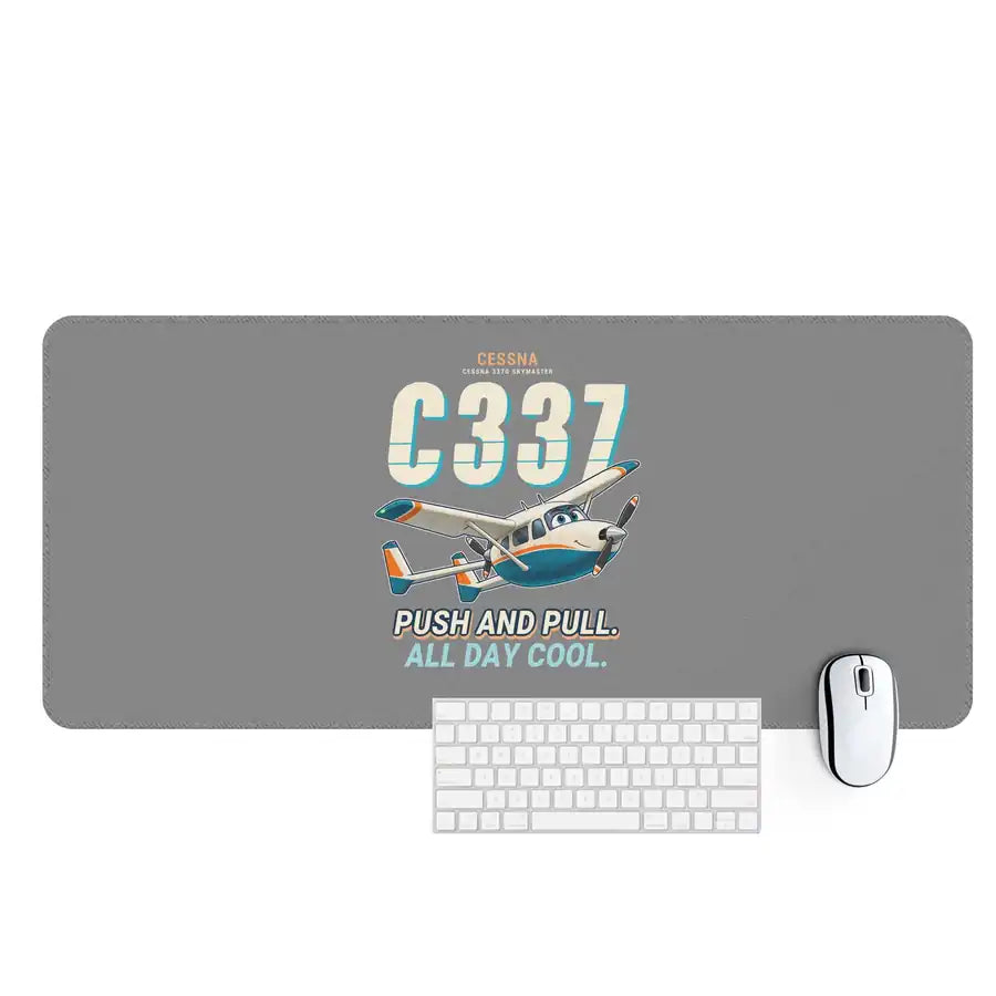 Cessna 337G Skymaster - Cartoon - Desk Mat - Gray