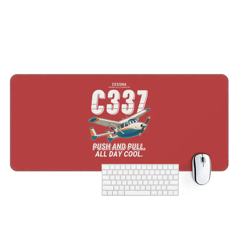 Cessna 337G Skymaster - Cartoon - Desk Mat - Red