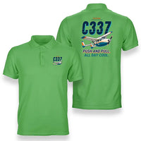 Thumbnail for Cessna 337G Skymaster - Cartoon - Double-Side Polo - Light Green