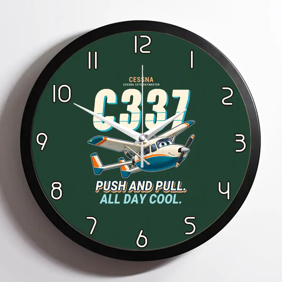 Cessna 337G Skymaster - Cartoon - Framed - Dark Green