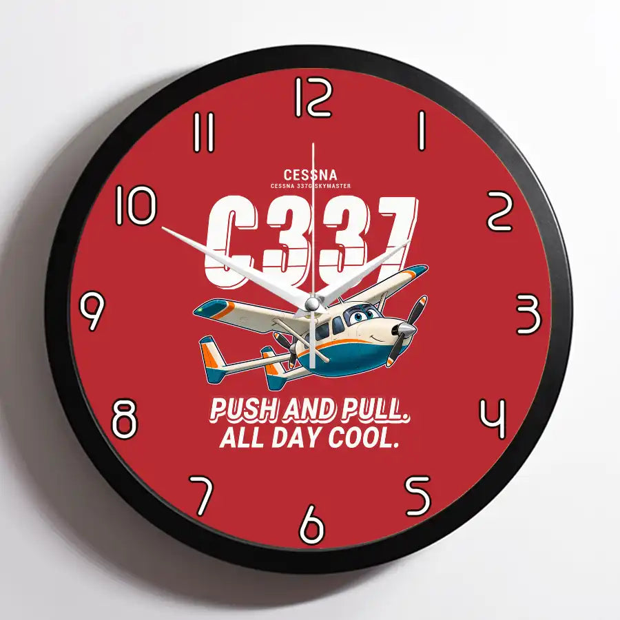 Cessna 337G Skymaster - Cartoon - Framed - Red