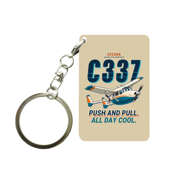 Cessna 337G Skymaster - Cartoon - Key Chain - Beige