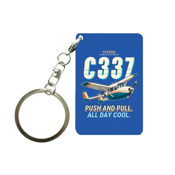 Cessna 337G Skymaster - Cartoon - Key Chain - Blue