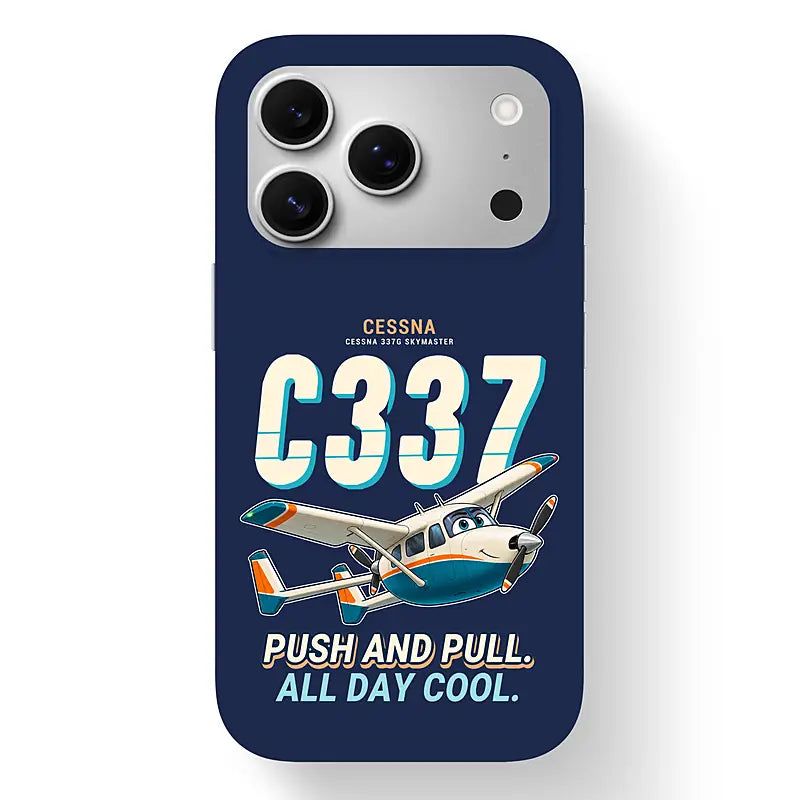Cessna 337G Skymaster - Cartoon - MagSafe iPhone 17 Pro - Navy Blue
