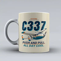 Thumbnail for Cessna 337G Skymaster - Cartoon - Mug - Beige