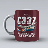 Thumbnail for Cessna 337G Skymaster - Cartoon - Mug - Dark Red