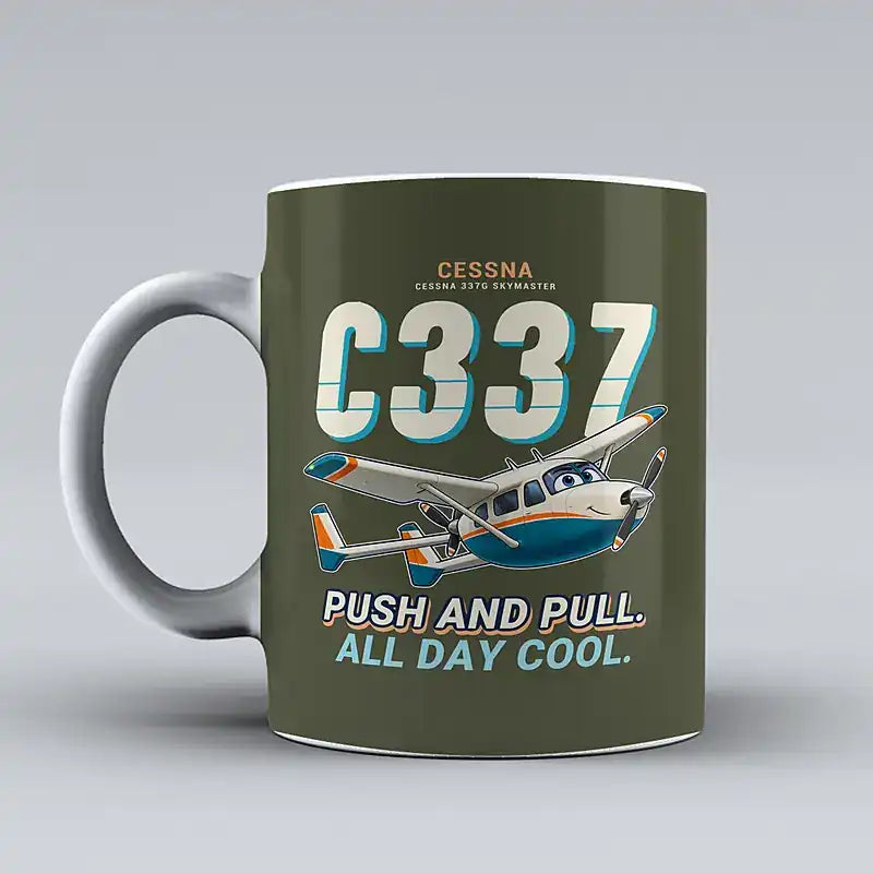 Cessna 337G Skymaster - Cartoon - Mug - Green Army
