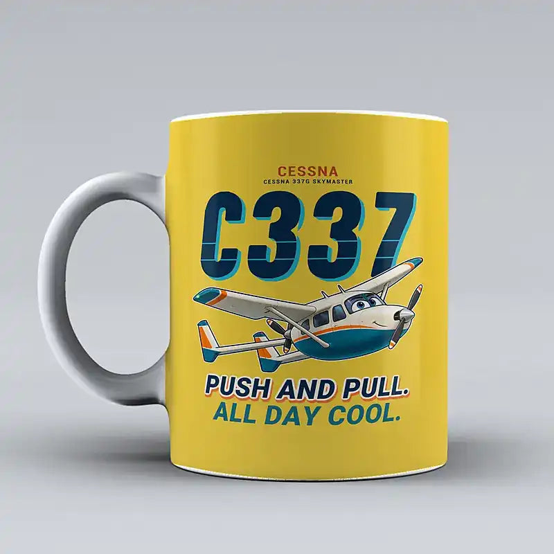 Cessna 337G Skymaster - Cartoon - Mug - Yellow