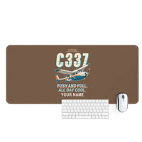 Thumbnail for Cessna 337G Skymaster - Cartoon + Name - Desk Mat - Brown
