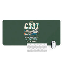 Thumbnail for Cessna 337G Skymaster - Cartoon + Name - Desk Mat - Dark Green